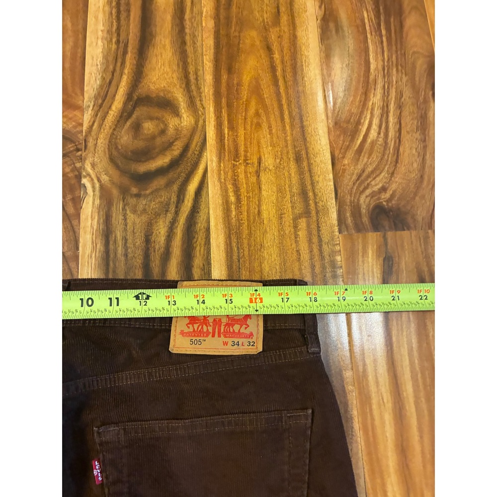 Levis 505 Regular Fit Corduroy Pants Brown Straight Leg 34x32 Mens Cords - Picture 6 of 9